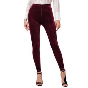 MARC NEW YORK Ladies Medium Dressy Velvet Leggings Burgundy Pants Pull NWT $48